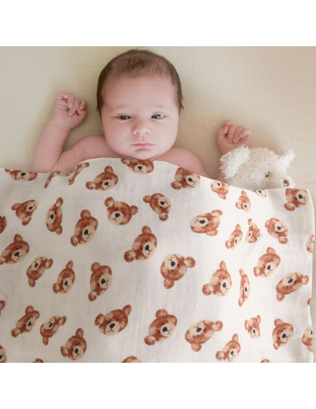 Manta de Muselina LifeTree Cabeza de Oso 120x120 cm