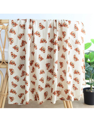 Manta de Muselina LifeTree Cabeza de Oso 120x120 cm