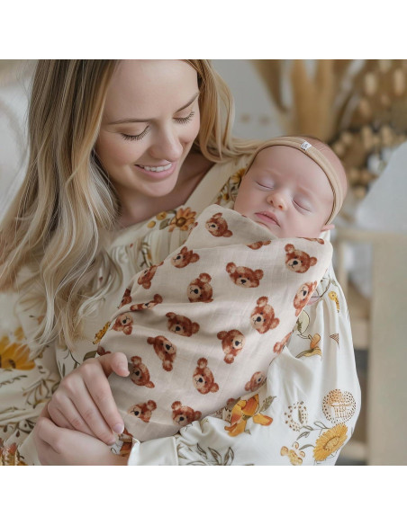 Manta de Muselina LifeTree Cabeza de Oso 120x120 cm