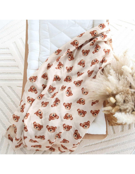 Manta de Muselina LifeTree Cabeza de Oso 120x120 cm