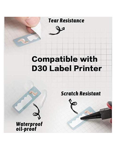Etiquetas Adhesivas Phomemo D30, Transparentes 14mm x 28mm, 220/Rollo, 3 Rollos