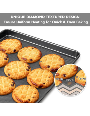 Juego de 3 bandejas para hornear Tiawudi, acero al carbono, antiadherente