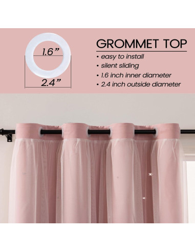 Cortinas Opacas Rosa Bebé LUGOTAL 2 Paneles 86x160 cm