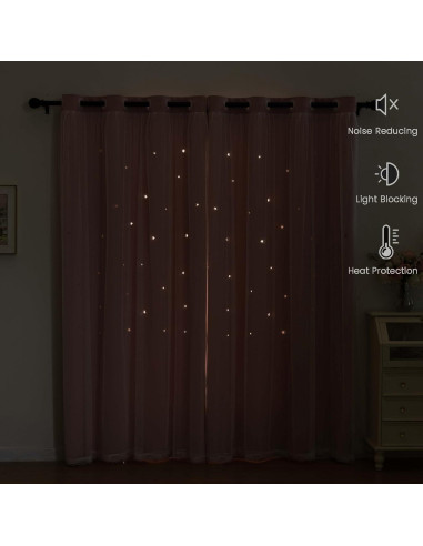 Cortinas Opacas Rosa Bebé LUGOTAL 2 Paneles 86x160 cm