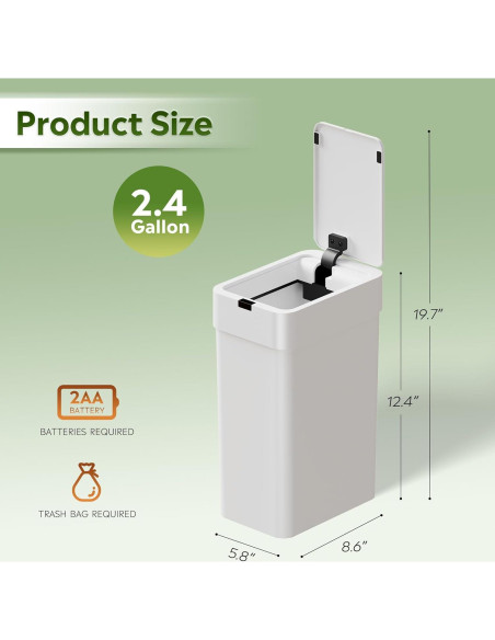 Cubo de Basura Inteligente WLIVE 9L Blanco con Sensor de Movimiento