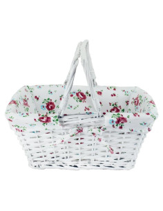 Cesta de Almacenamiento KINGWILLOW de Mimbre Blanca 34.5x26x27.9 cm