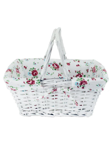 Cesta de Almacenamiento KINGWILLOW de Mimbre Blanca 34.5x26x27.9 cm