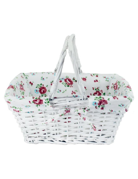 Cesta de Almacenamiento KINGWILLOW de Mimbre Blanca 34.5x26x27.9 cm