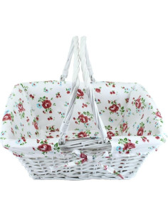 Cesta de Almacenamiento KINGWILLOW de Mimbre Blanca 34.5x26x27.9 cm 2