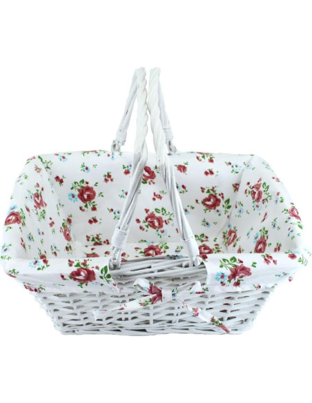 Cesta de Almacenamiento KINGWILLOW de Mimbre Blanca 34.5x26x27.9 cm