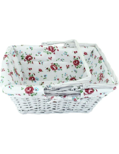 Cesta de Almacenamiento KINGWILLOW de Mimbre Blanca 34.5x26x27.9 cm