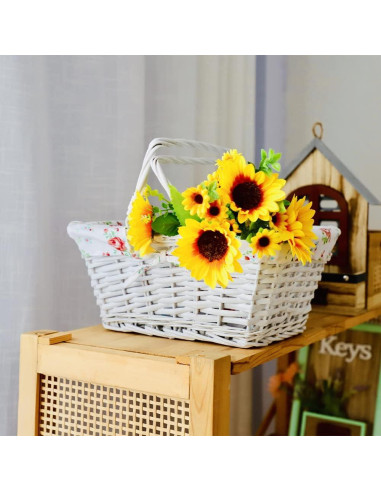 Cesta de Almacenamiento KINGWILLOW de Mimbre Blanca 34.5x26x27.9 cm