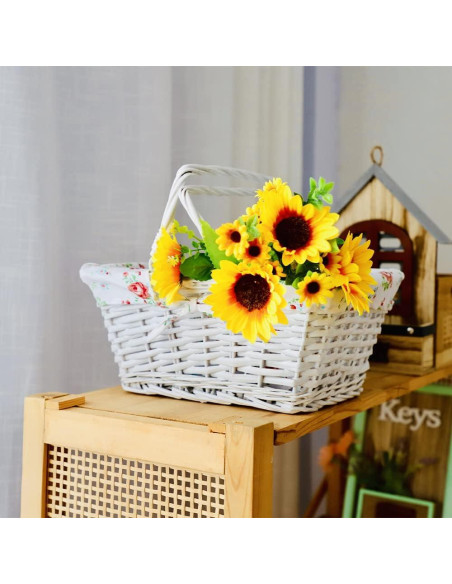 Cesta de Almacenamiento KINGWILLOW de Mimbre Blanca 34.5x26x27.9 cm