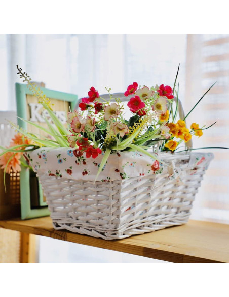 Cesta de Almacenamiento KINGWILLOW de Mimbre Blanca 34.5x26x27.9 cm