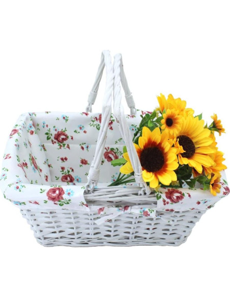 Cesta de Almacenamiento KINGWILLOW de Mimbre Blanca 34.5x26x27.9 cm