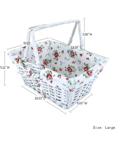 Cesta de Almacenamiento KINGWILLOW de Mimbre Blanca 34.5x26x27.9 cm