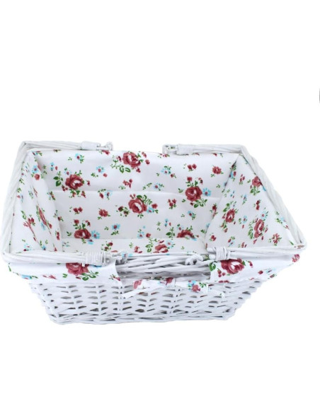 Cesta de Almacenamiento KINGWILLOW de Mimbre Blanca 34.5x26x27.9 cm