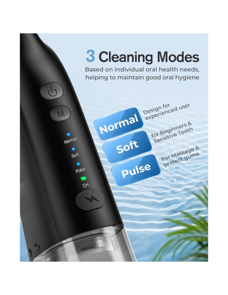 Hilo Dental Inalámbrico Demita GE203 300ML 3 Modos Negro