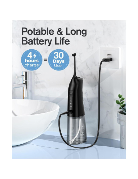 Hilo Dental Inalámbrico Demita GE203 300ML 3 Modos Negro