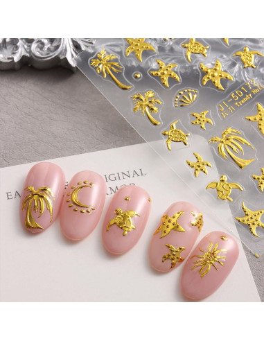 Calcomanías de Uñas 5D Relieve Verano FBABFBUO 2PCS