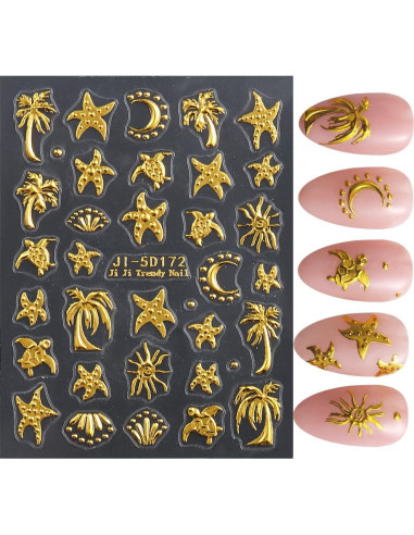 Calcomanías de Uñas 5D Relieve Verano FBABFBUO 2PCS