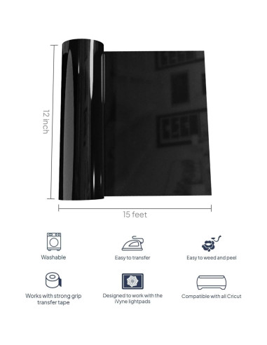 Rollo de Vinilo de Transferencia de Calor iVyne 4.57m Negro