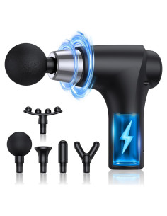 Pistola de Masaje SORUDEL Negro 5 Cabezas 6 Velocidades 0.66kg