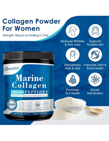 Péptidos de colágeno marino Beautide 348g con Vitamina C