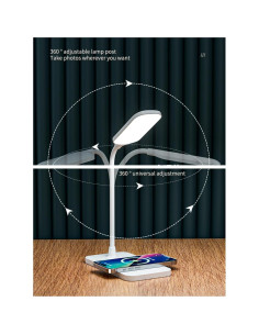 Lámpara de Escritorio LED Blue-Ra BRDL01, Carga Inalámbrica, 3 Modos 2