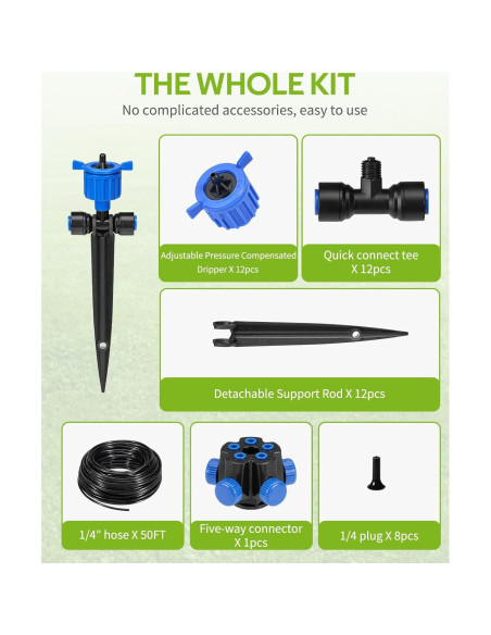 Sistema de Riego por Goteo HIRALIY 15.24m con 12 Goteadores