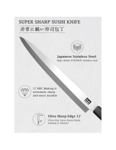 Cuchillo de Sushi SHAN ZU 25.4 cm Acero Japonés Mango Sándalo 2