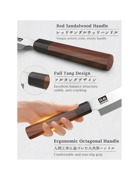 Cuchillo de Sushi SHAN ZU 25.4 cm Acero Japonés Mango Sándalo