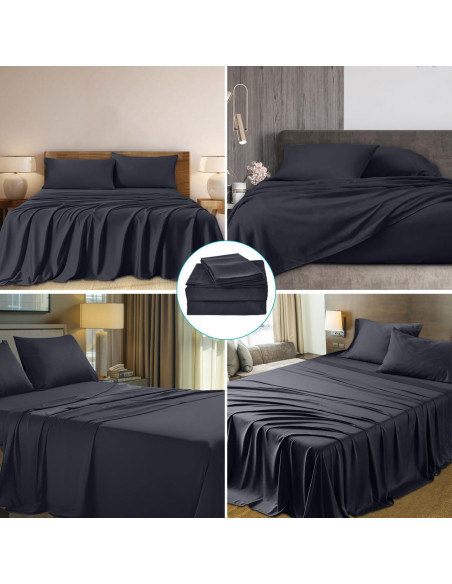 Juego de Sábanas 4 Piezas DrSleeep Reina Viscosa Bambú Gris