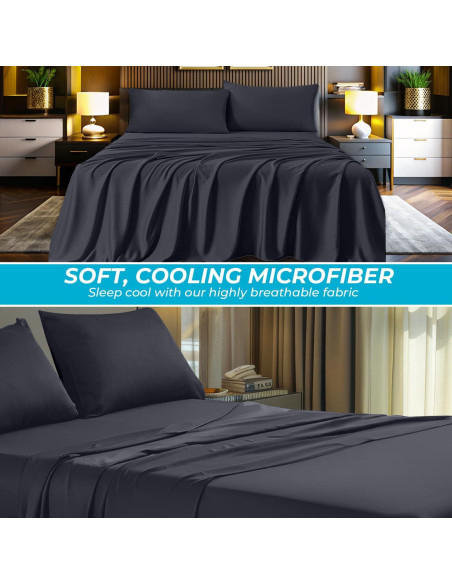 Juego de Sábanas 4 Piezas DrSleeep Reina Viscosa Bambú Gris