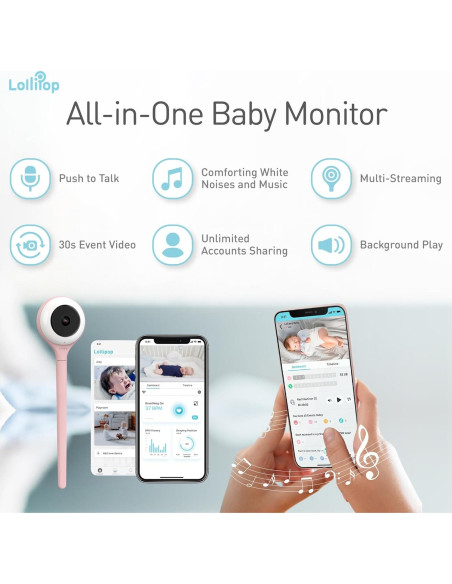 Monitor de Bebé Lollipop CABC-LOL Wi-Fi con Detección de Llanto