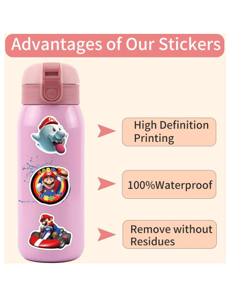 Stickers de Vinilo LTZSTONE Mario - 52 Piezas Impermeables