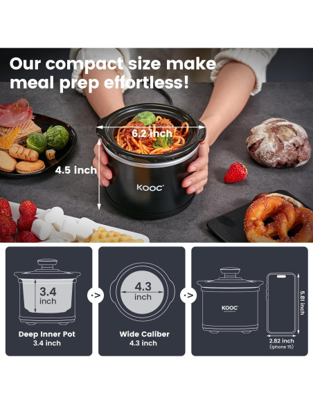 Olla de Cocción Lenta KOOC 0.65L Cerámica Negra