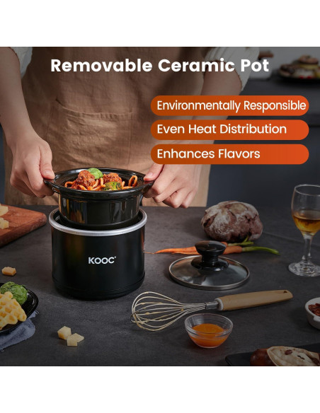 Olla de Cocción Lenta KOOC 0.65L Cerámica Negra