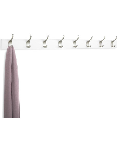 Perchero de Pared Amazon Basics Blanco 8 Ganchos Rectangular