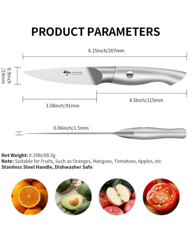 Cuchillo de Pelar MAD SHARK 8.89 cm Acero Inoxidable