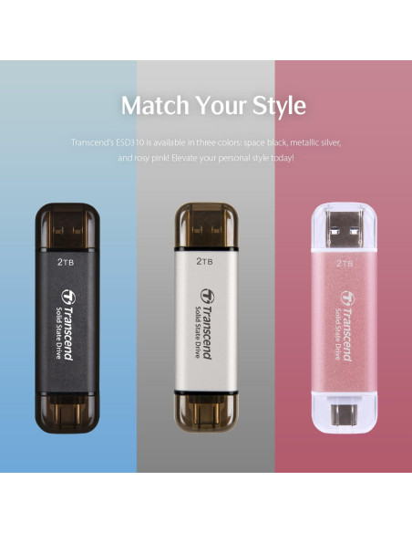 SSD Externo Transcend 512GB USB 3.2 Doble Tipo C y A