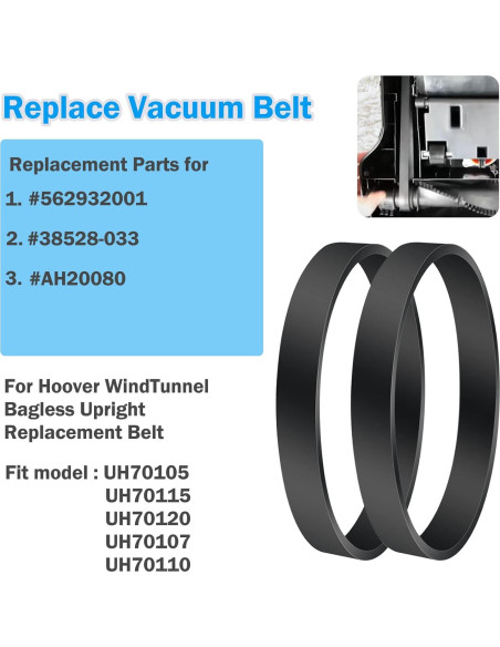 Correas de Reemplazo para Aspiradora Hoover 562932001 - 2 Unidades