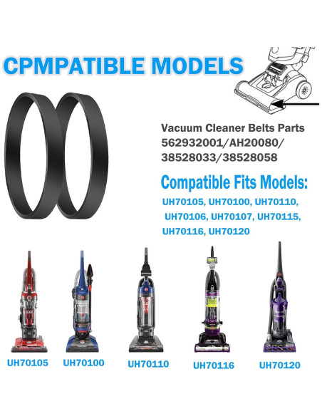Correas de Reemplazo para Aspiradora Hoover 562932001 - 2 Unidades