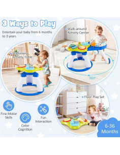 Centro de Actividad para Bebés 3 en 1 BABY JOY Azul 2