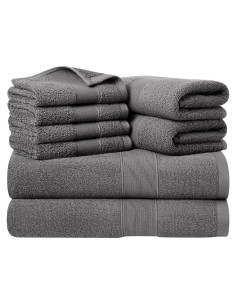 Juego de Toallas 8 Piezas Vacilandia 100% Algodón Gris Oscuro