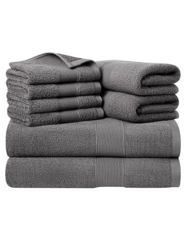 Juego de Toallas 8 Piezas Vacilandia 100% Algodón Gris Oscuro