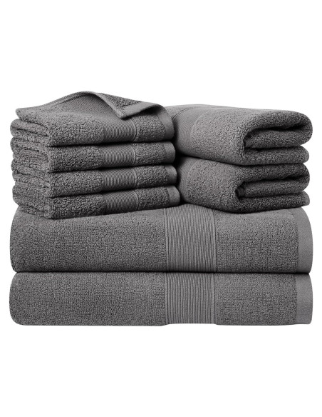 Juego de Toallas 8 Piezas Vacilandia 100% Algodón Gris Oscuro
