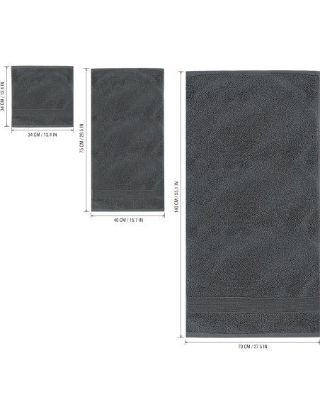 Juego de Toallas 8 Piezas Vacilandia 100% Algodón Gris Oscuro