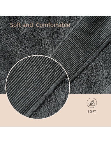 Juego de Toallas 8 Piezas Vacilandia 100% Algodón Gris Oscuro