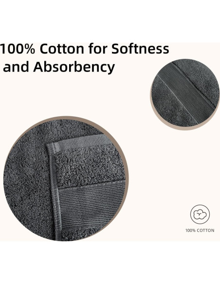 Juego de Toallas 8 Piezas Vacilandia 100% Algodón Gris Oscuro